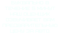 Буквально в течение 5 минут наш оценщик озвучивает Вам предварительную цену за авто.